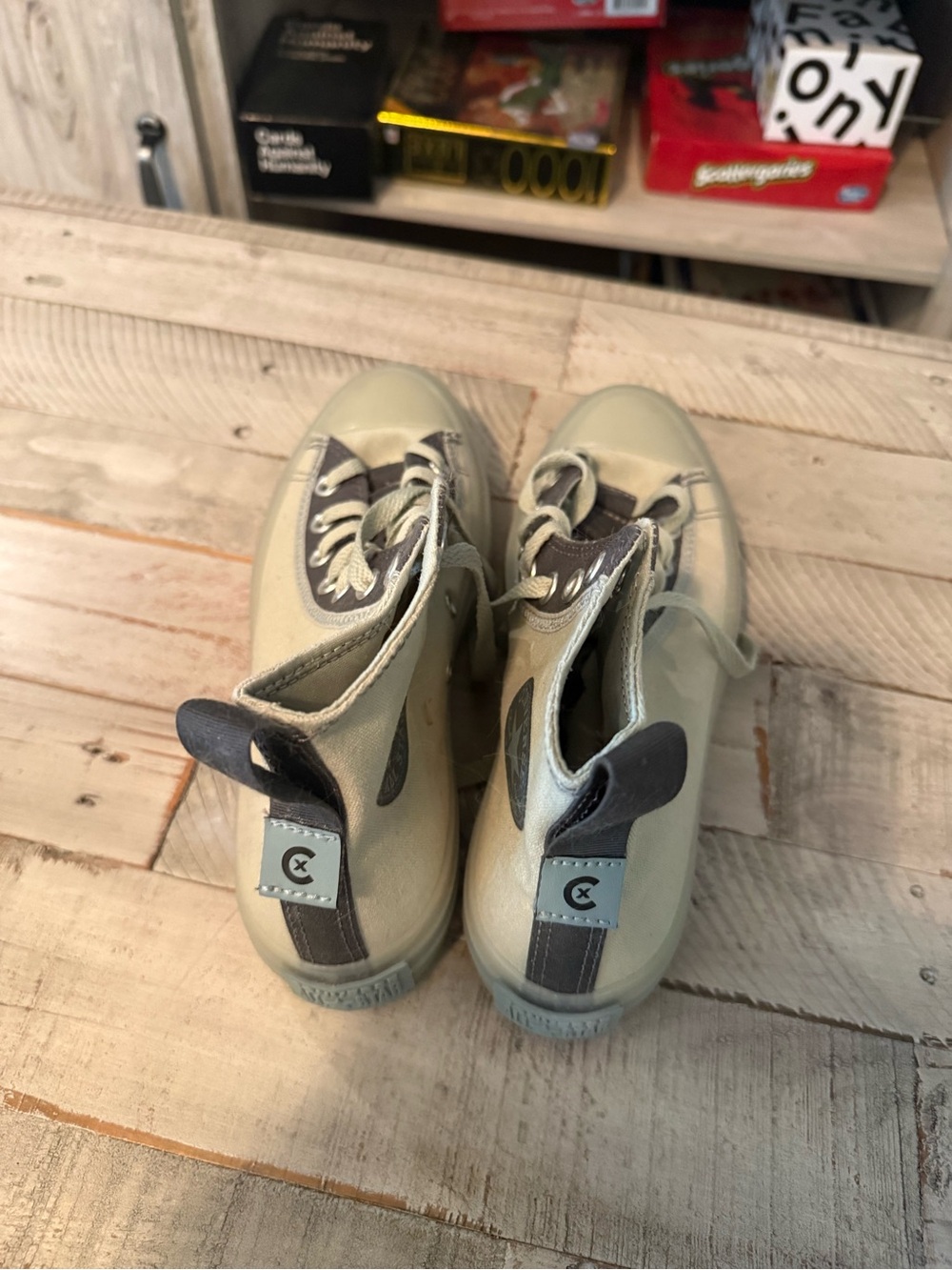 Converse Women's High-Top Sneakers in Light Olive - Picture 2 of 3